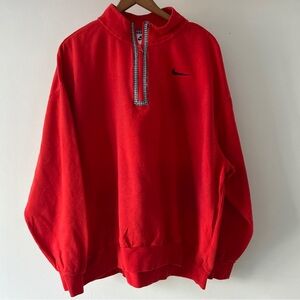 Nike Icon Clash Sweatshirt Womens L Red  1/4 Zip Houndstooth Swoosh Check Logo